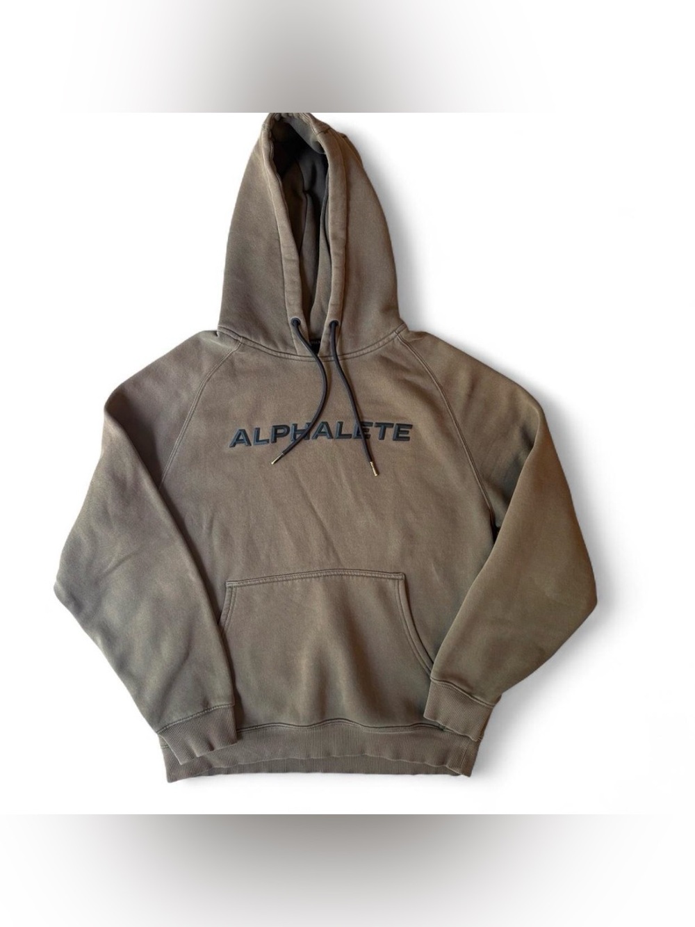 Alphalete Men’s Pullover Hoodie Olive Green Brown Color Size M Pit to pit 22”